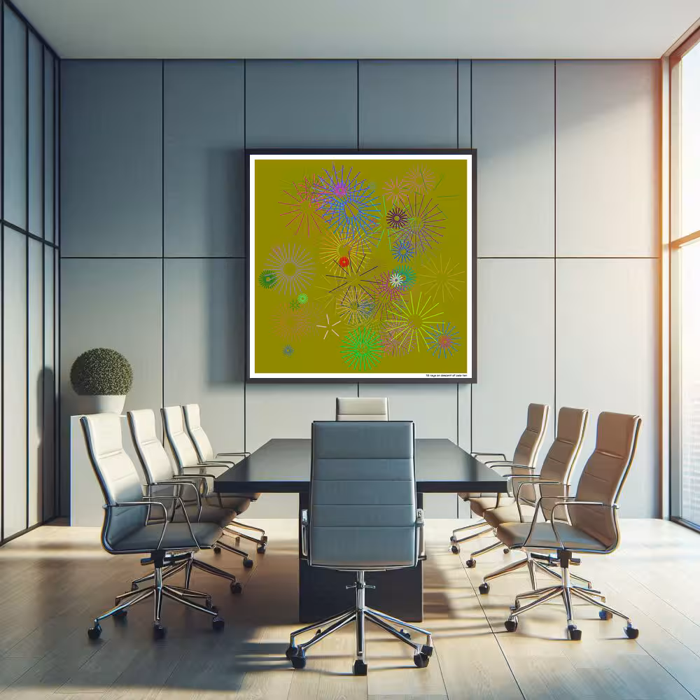 72 rays on descent of pale tan in room setting