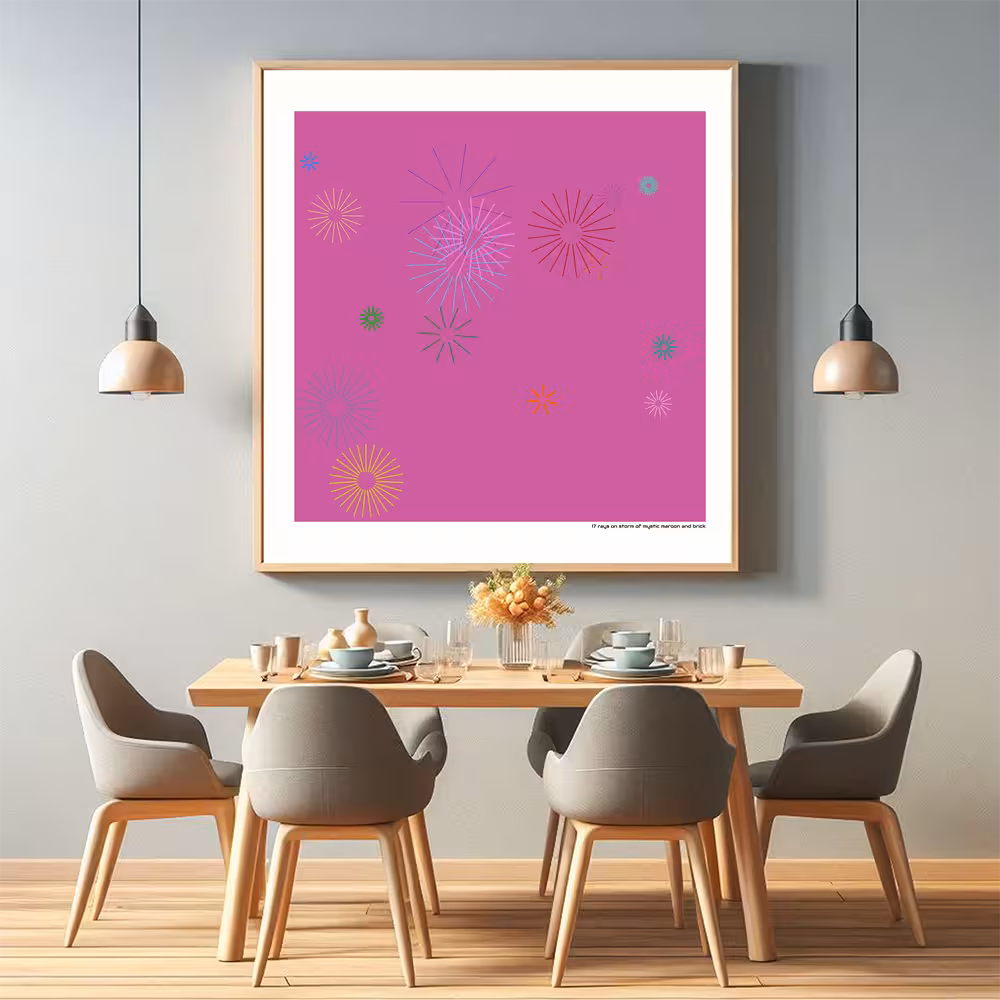 17 rays on storm of mystic maroon and brick in room setting