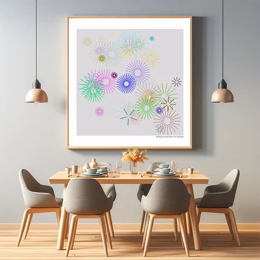 39 rays on muted rose of ruin and signal in room setting