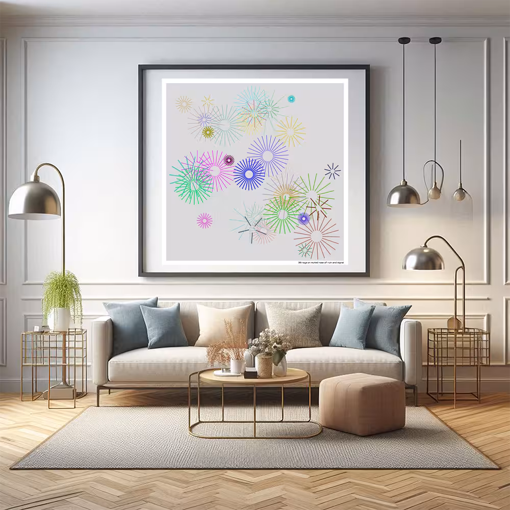 39 rays on muted rose of ruin and signal in room setting