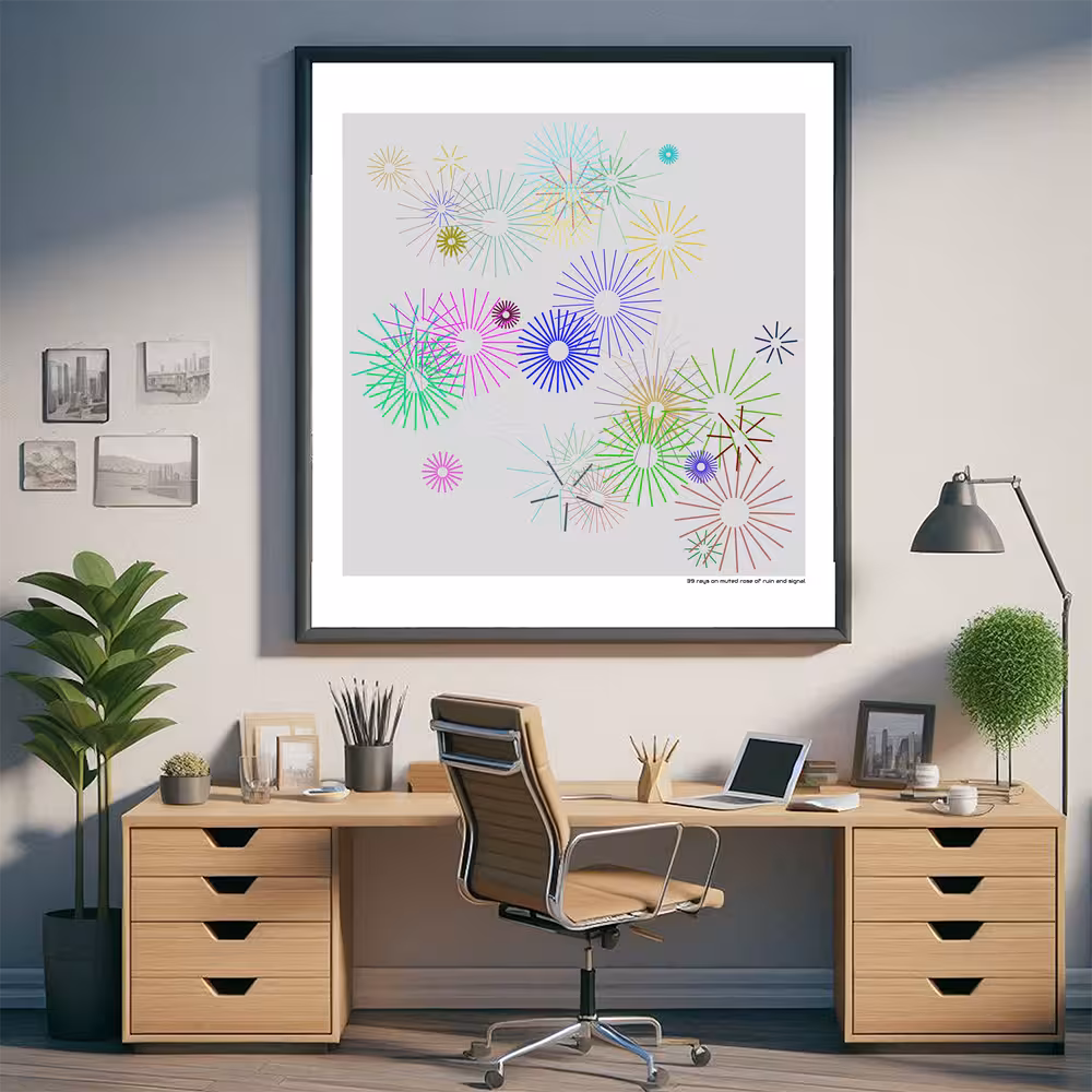 39 rays on muted rose of ruin and signal in room setting