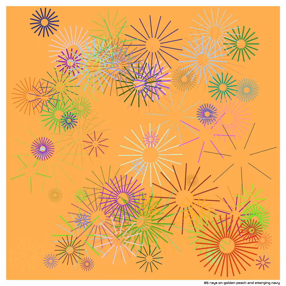 85 rays on golden peach and emerging navy