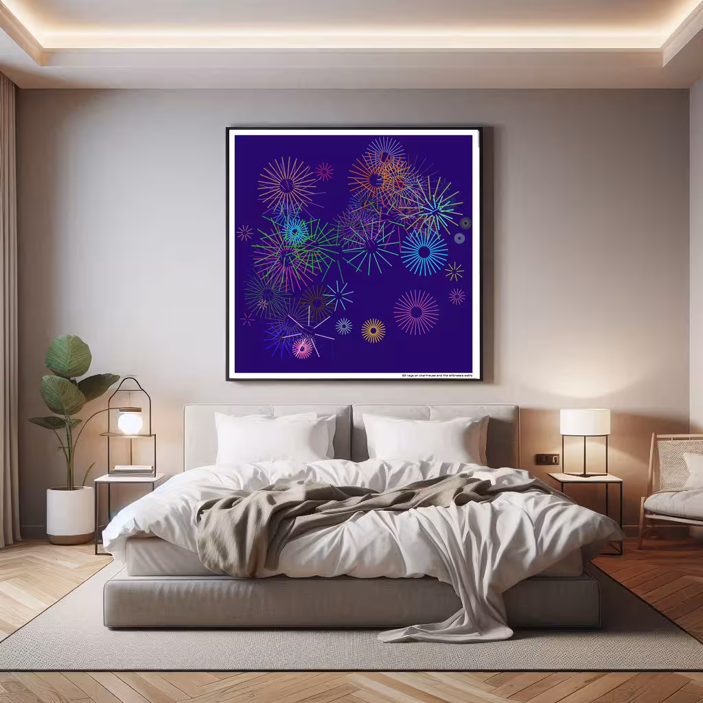 63 rays on chartreuse and the stillness's waltz in room setting