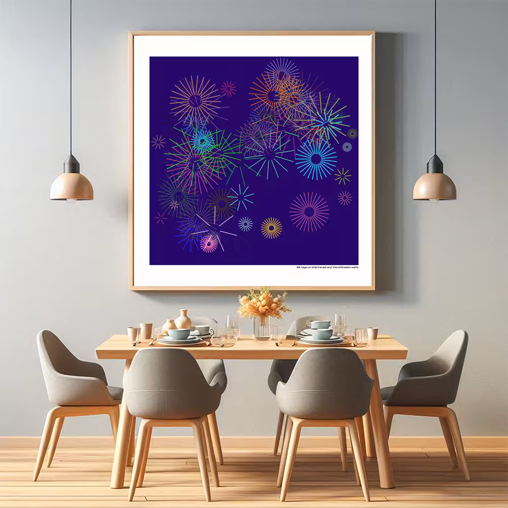 63 rays on chartreuse and the stillness's waltz in room setting