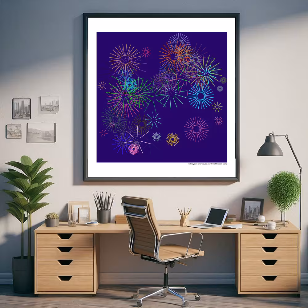 63 rays on chartreuse and the stillness's waltz in room setting