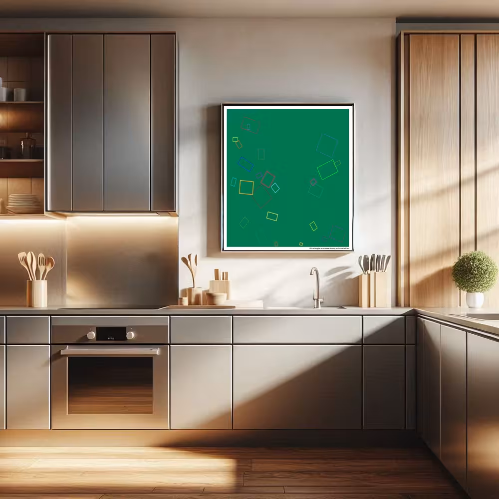 29 rectangles on promise dancing on burnished tan in room setting