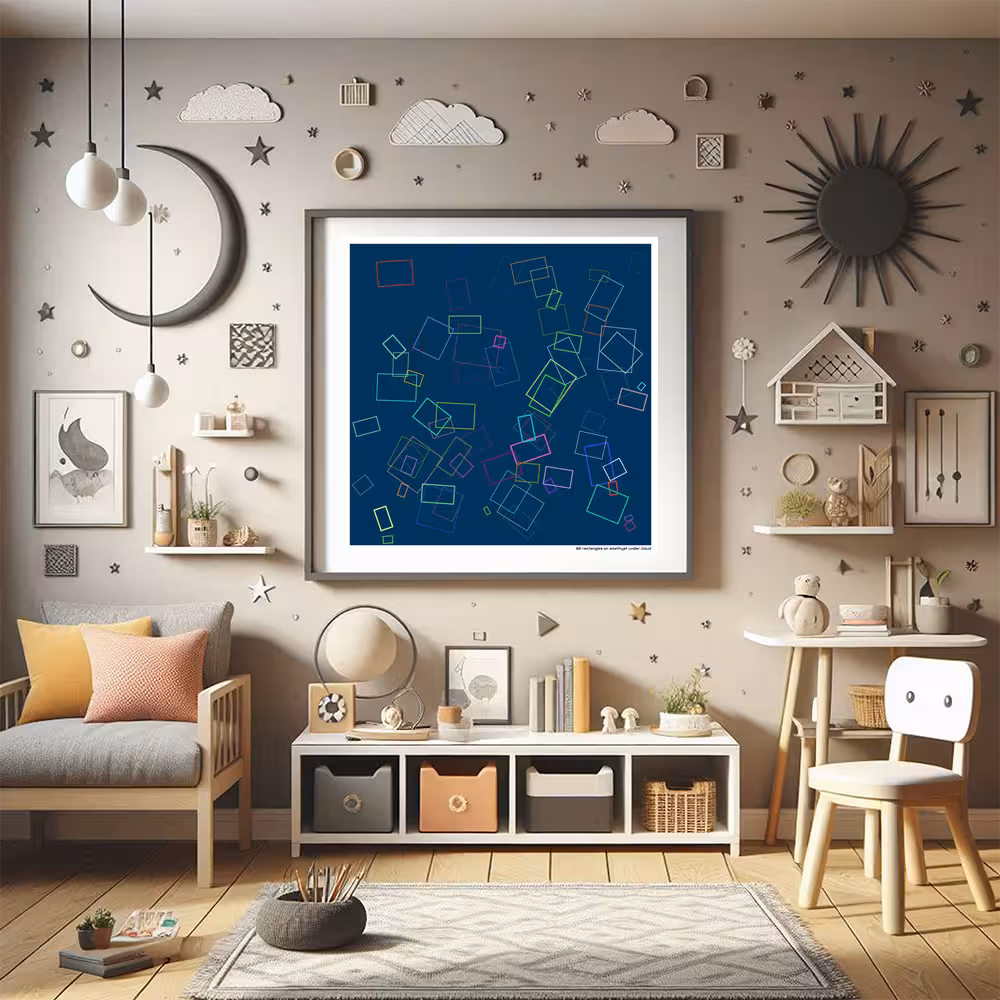 82 rectangles on amethyst under cloud in room setting