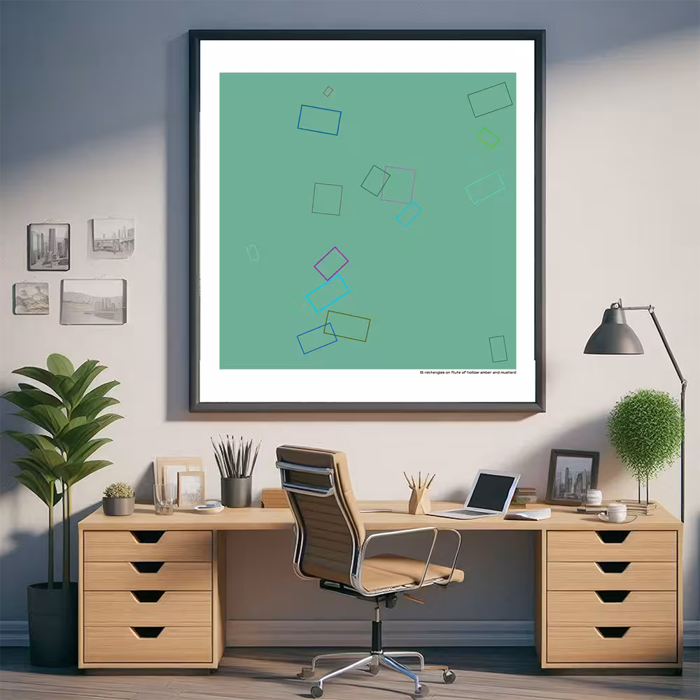 15 rectangles on flute of hollow amber and mustard in room setting