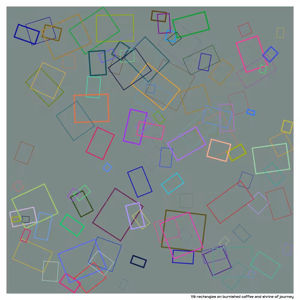 119 rectangles on burnished coffee and shrine of journey