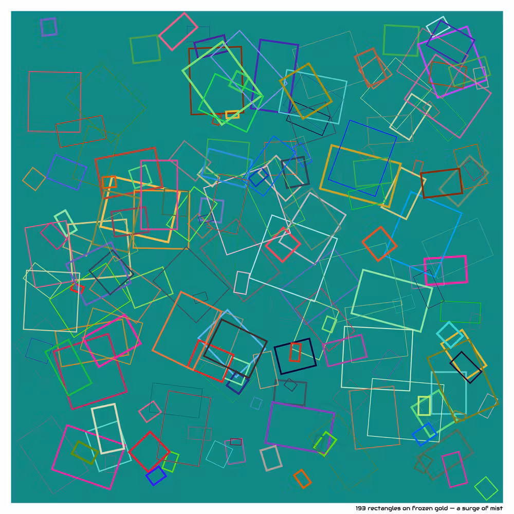 193 rectangles on frozen gold — a surge of mist