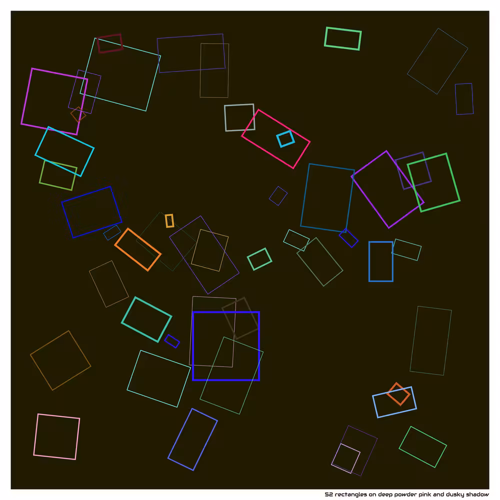 52 rectangles on deep powder pink and dusky shadow