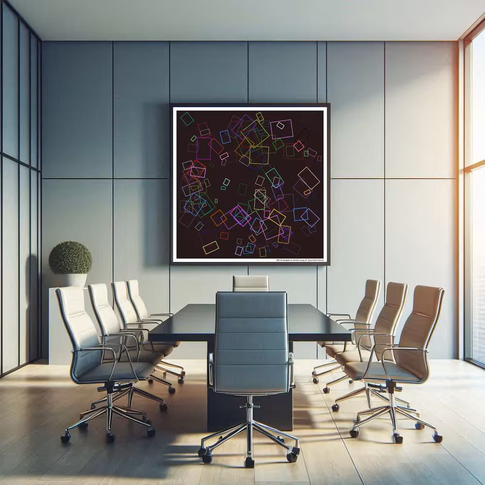 138 rectangles on broken gray of cloud and chorus in room setting