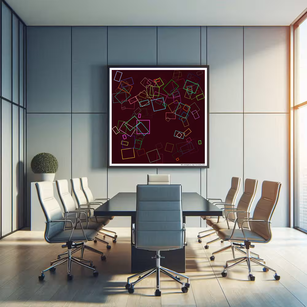 105 rectangles on reign from smoky dust in room setting