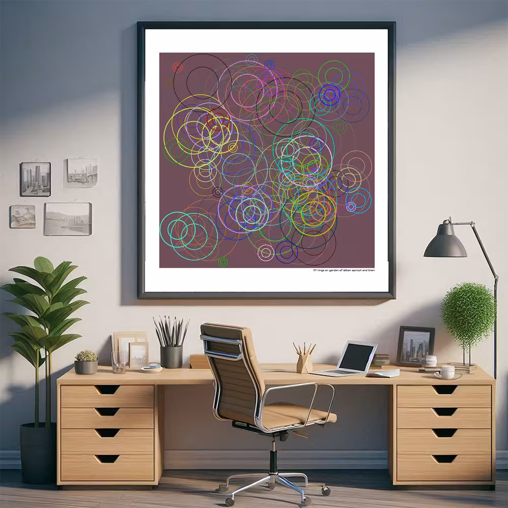 117 rings on garden of silken apricot and linen in room setting