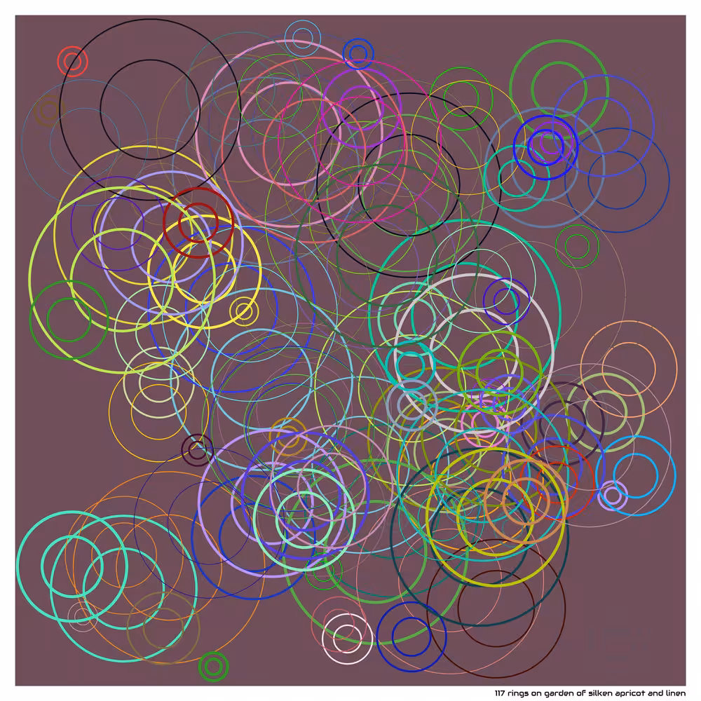 117 rings on garden of silken apricot and linen