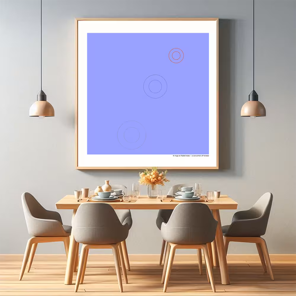 3 rings on faded moss — a conviction of breeze in room setting