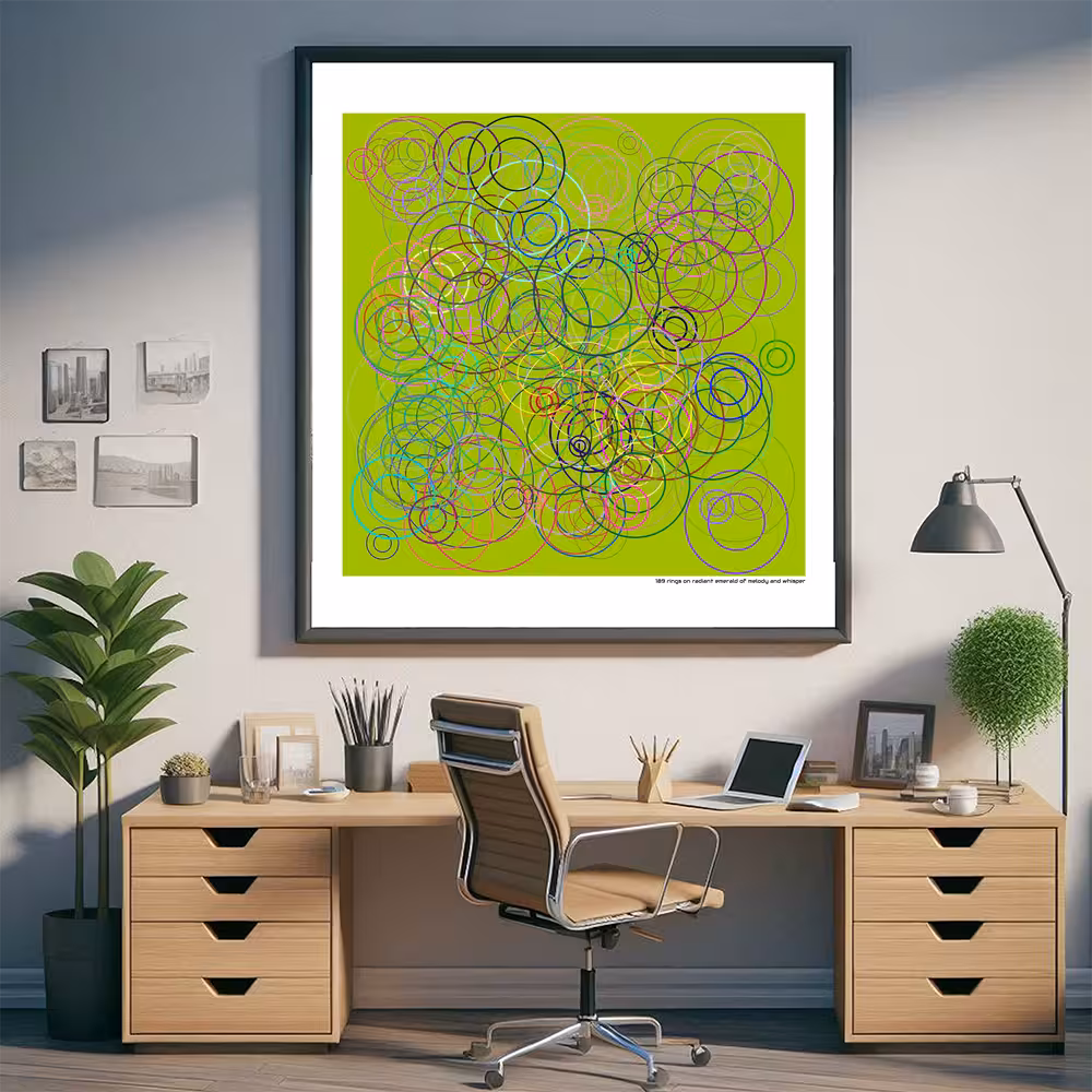 189 rings on radiant emerald of melody and whisper in room setting