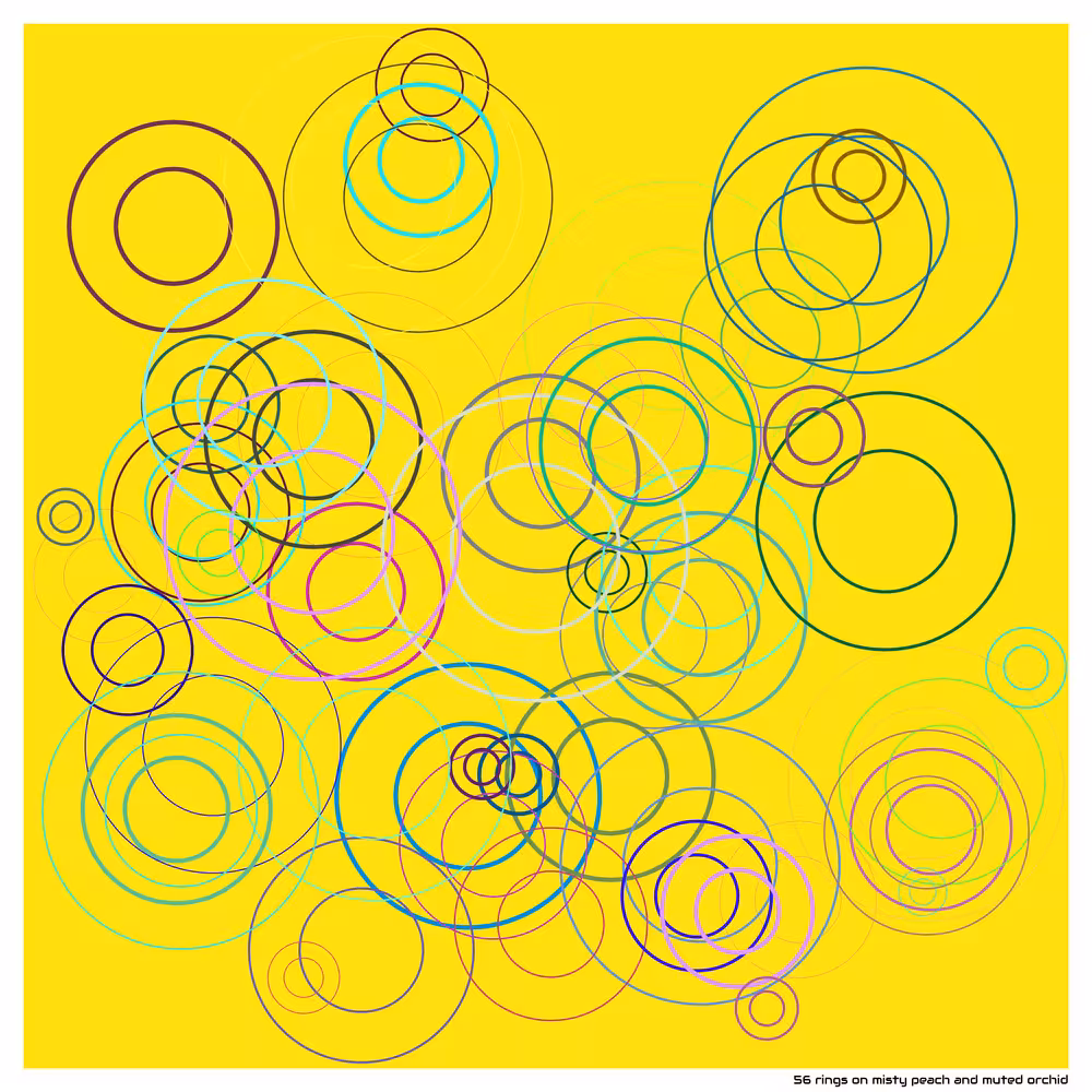 56 rings on misty peach and muted orchid