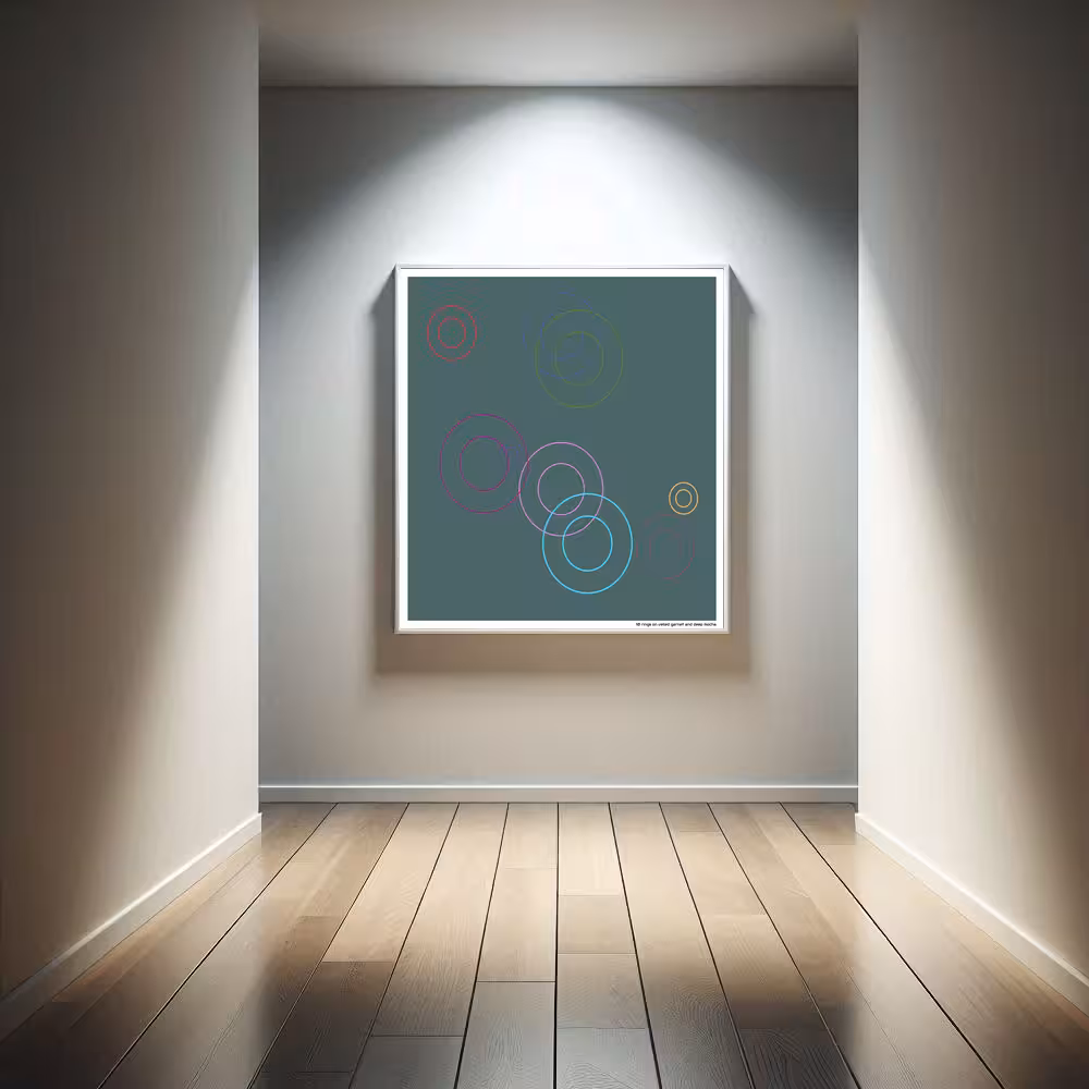 10 rings on veiled garnet and deep mocha in room setting