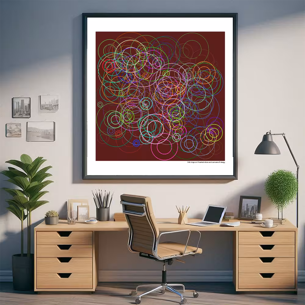 149 rings on frosted olive and canvas of elegy in room setting