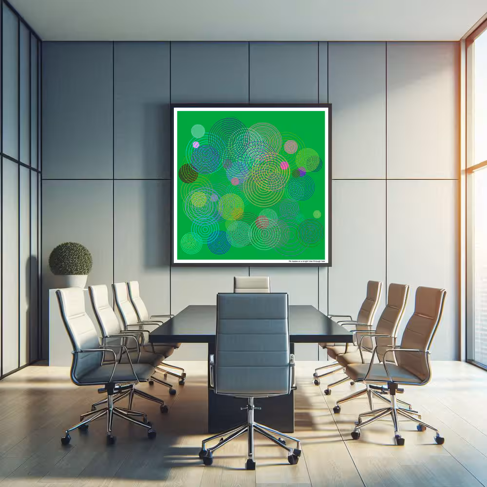 76 ripples on a bright lime through tale in room setting