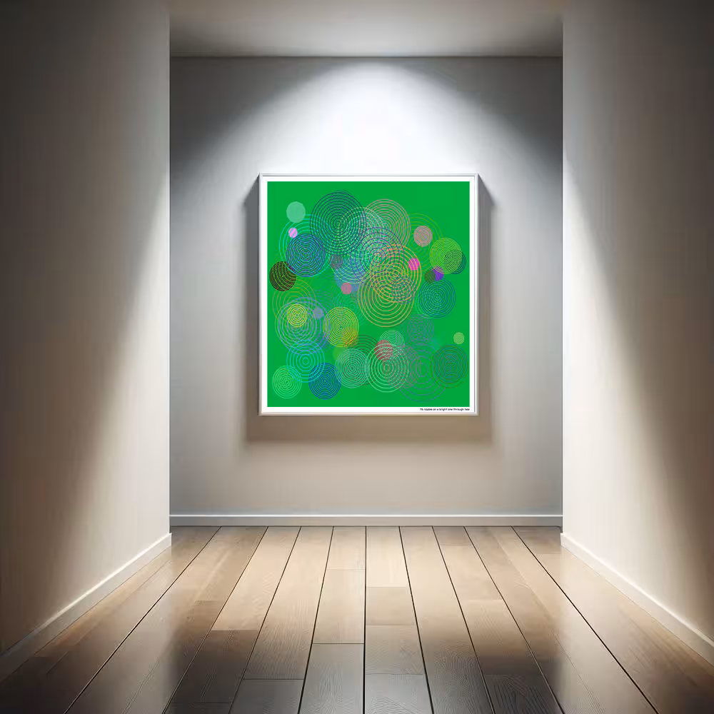 76 ripples on a bright lime through tale in room setting