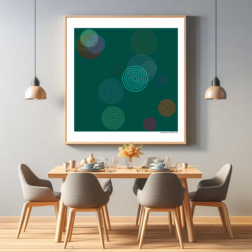 15 ripples on velvet of rose in room setting