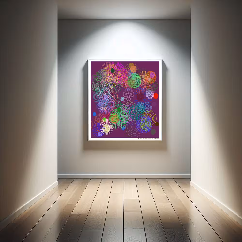 106 ripples on horizon of mellow gray and maroon in room setting