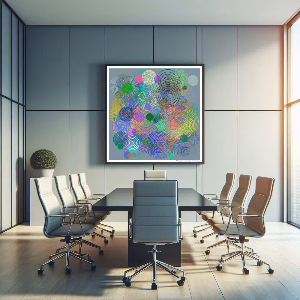 177 ripples on luminous blue of the journey in room setting