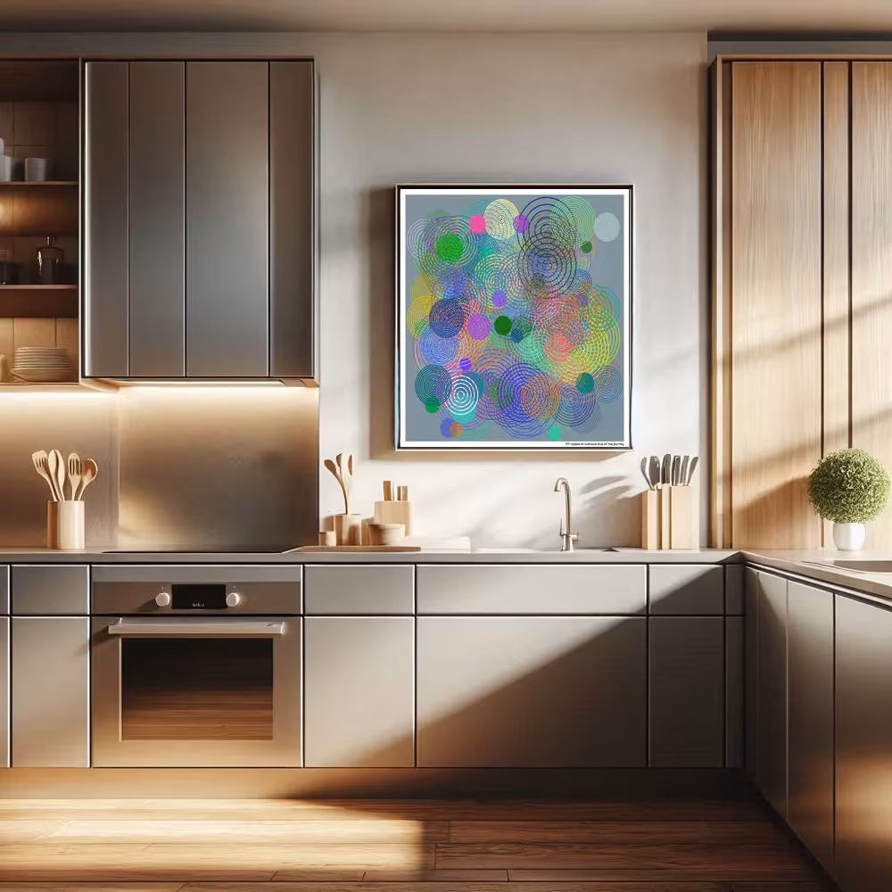 177 ripples on luminous blue of the journey in room setting