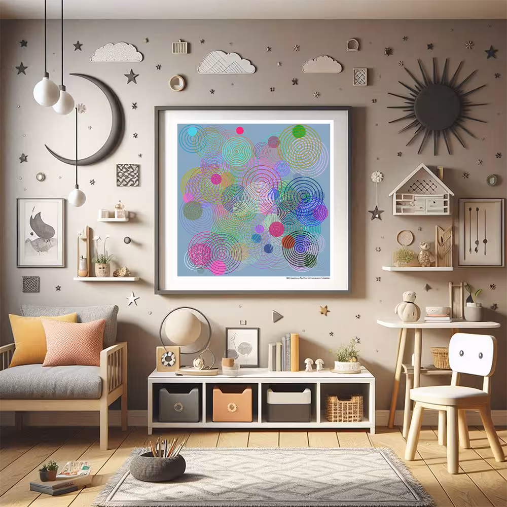 128 ripples on feather in translucent obsidian in room setting