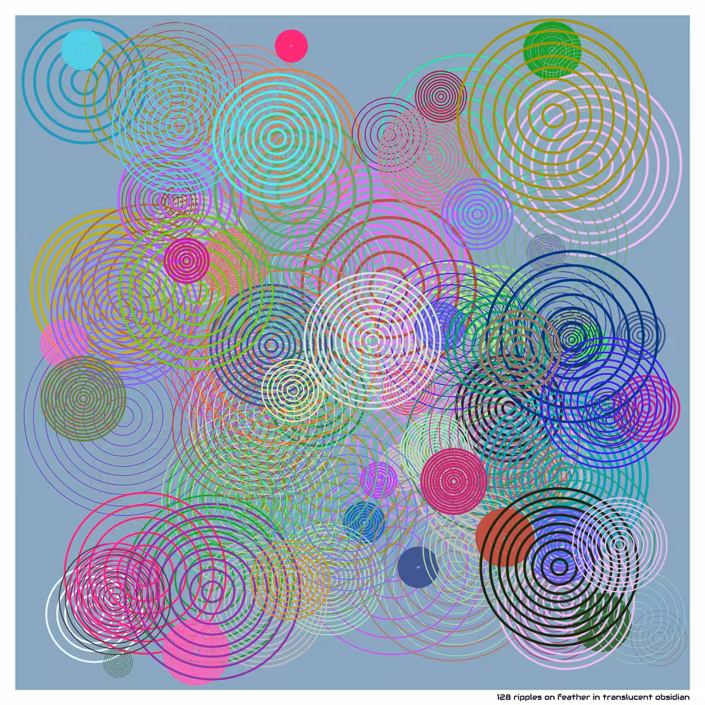 128 ripples on feather in translucent obsidian