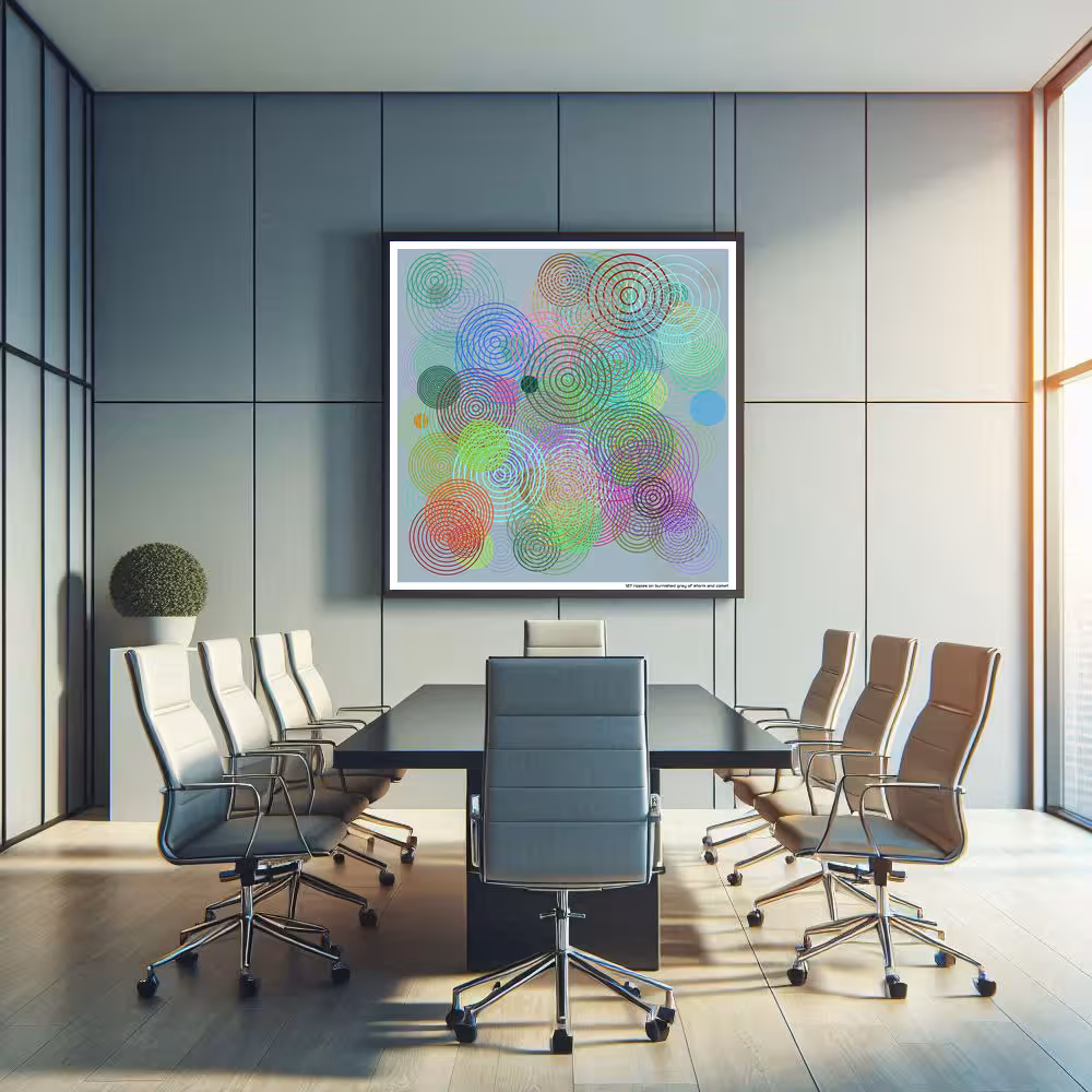 127 ripples on burnished gray of storm and comet in room setting