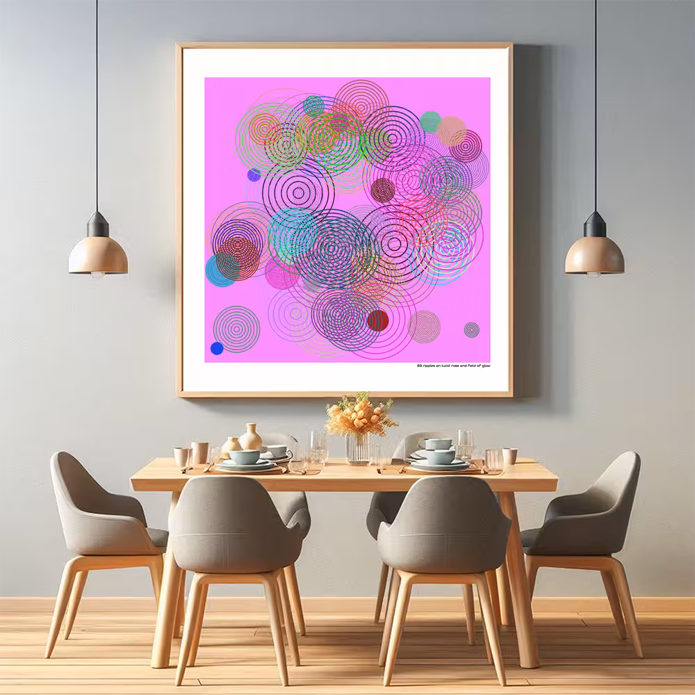 83 ripples on lucid rose and field of glow in room setting