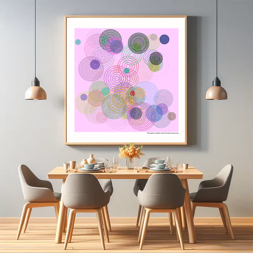 69 ripples on golden rose of breeze and journey in room setting