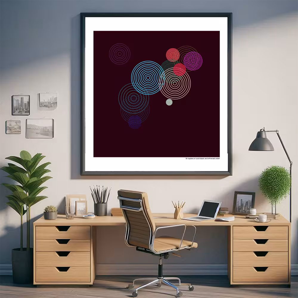 13 ripples on lucid black and ethereal violet in room setting