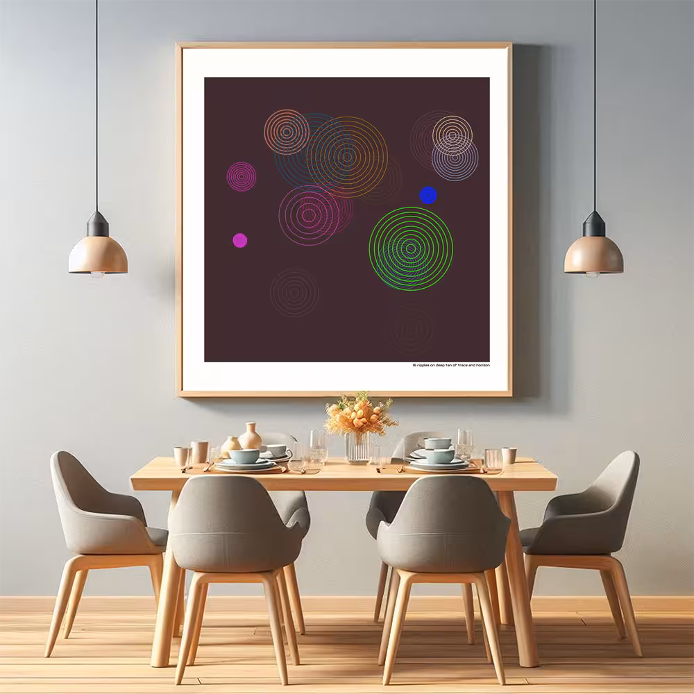 16 ripples on deep tan of trace and horizon in room setting