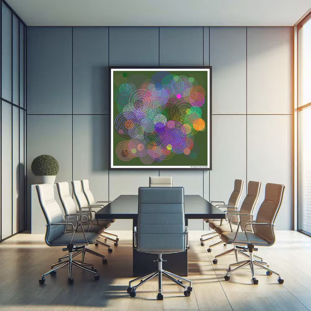 148 ripples on cyan into bliss in room setting