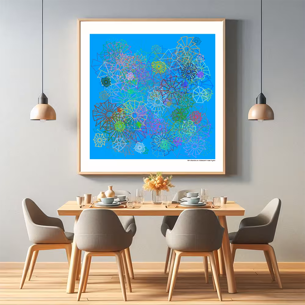 164 shards on iridescent rose hymn in room setting