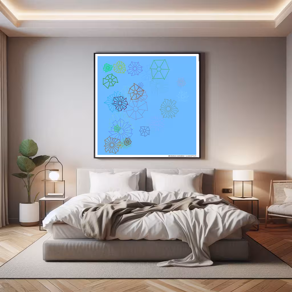 28 shards on vivid salmon — a verse of truth in room setting