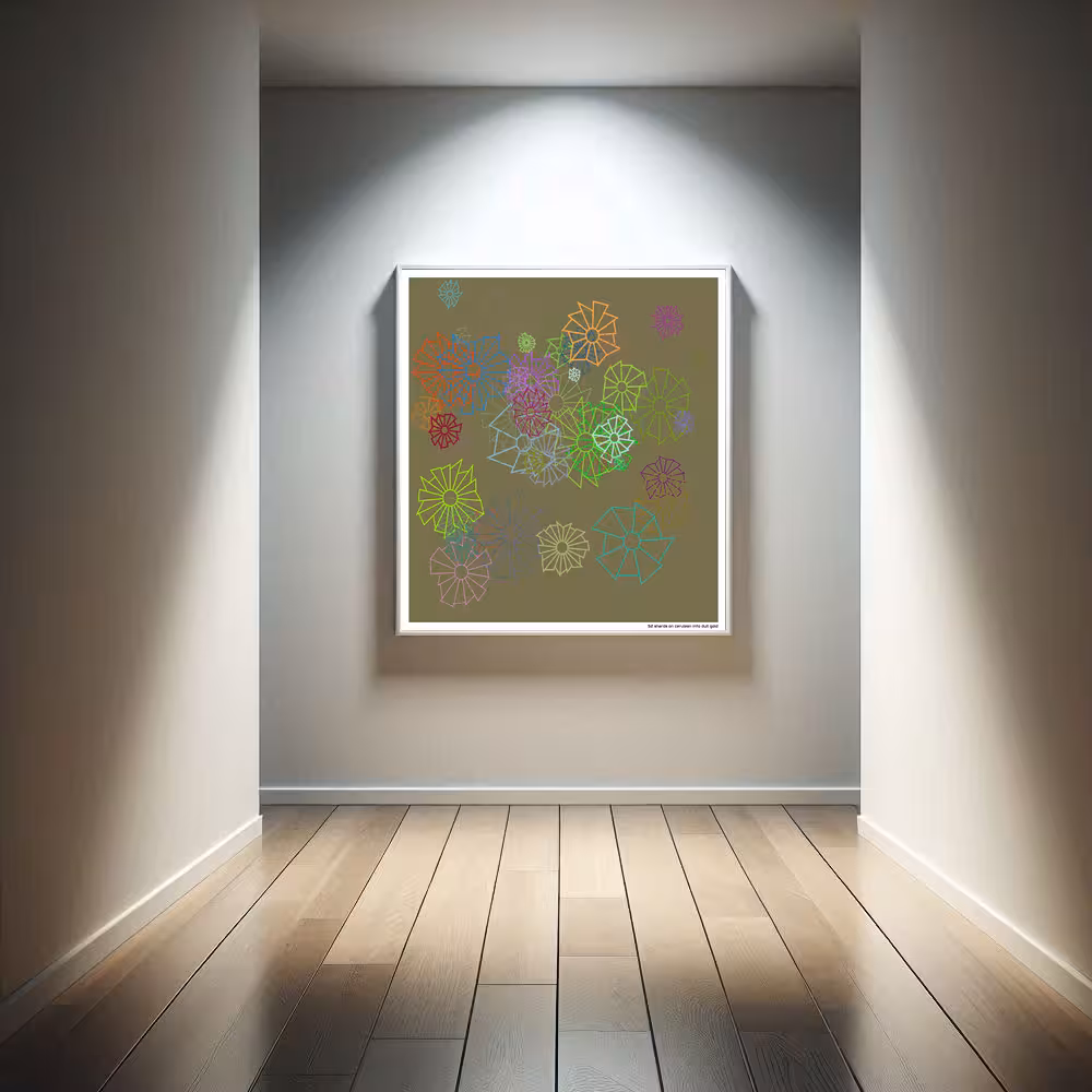 52 shards on cerulean into dull gold in room setting