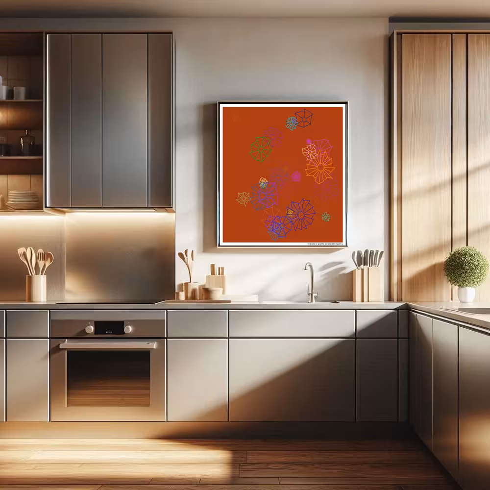 33 shards on graphite and emerald in tapestry in room setting