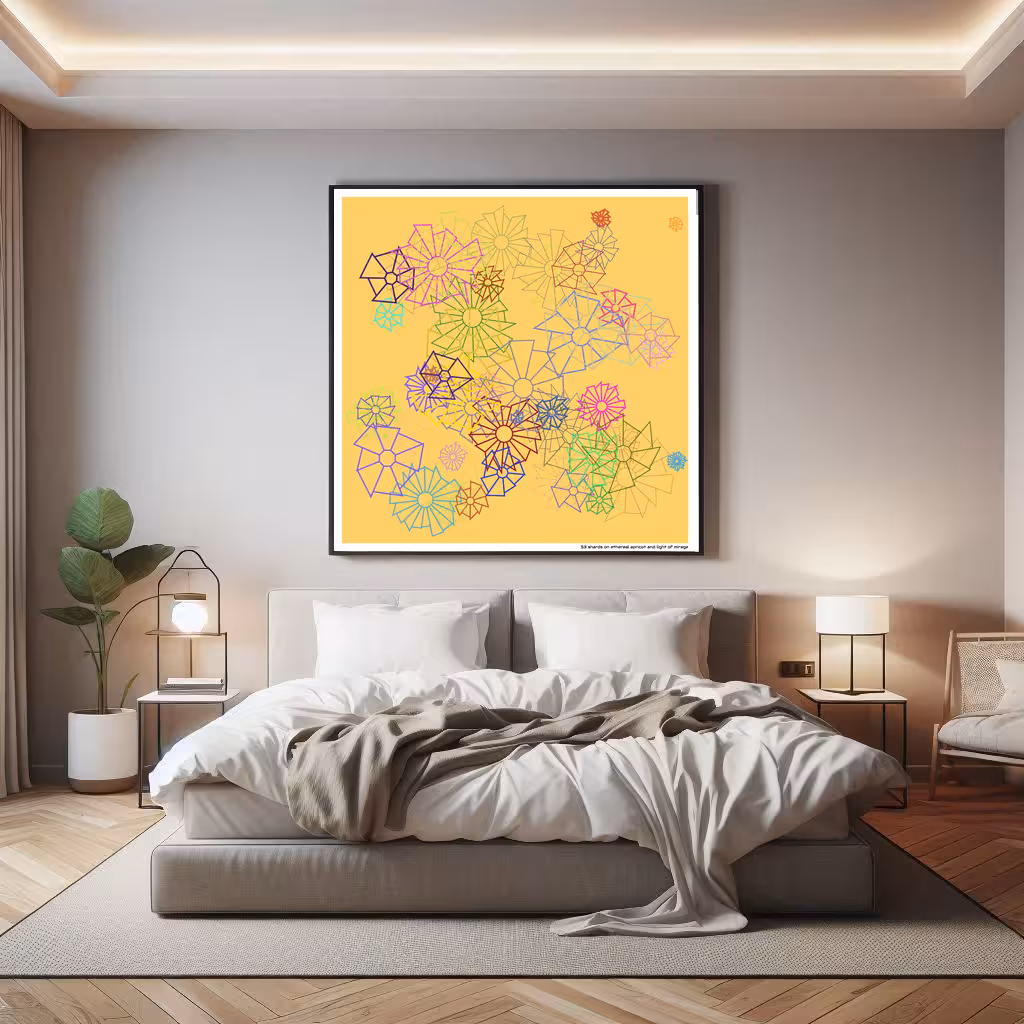 53 shards on ethereal apricot and light of mirage in room setting