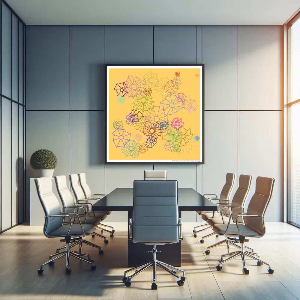 53 shards on ethereal apricot and light of mirage in room setting