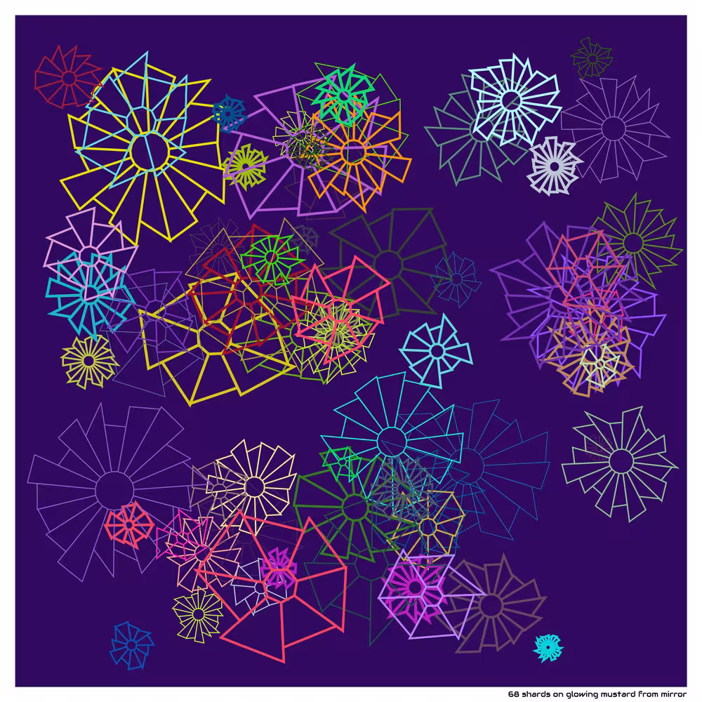 68 shards on glowing mustard from mirror