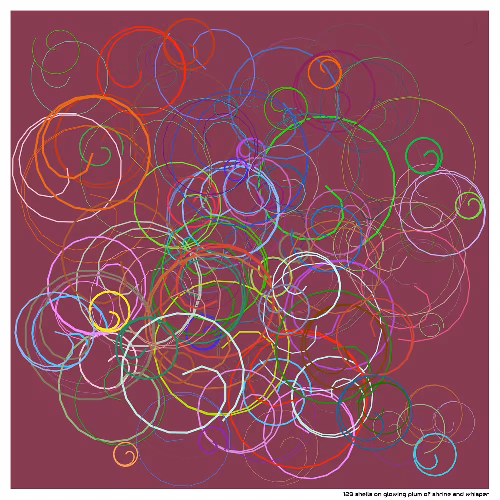 129 shells on glowing plum of shrine and whisper