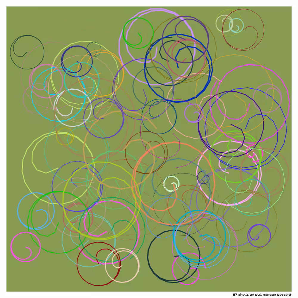 87 shells on dull maroon descent