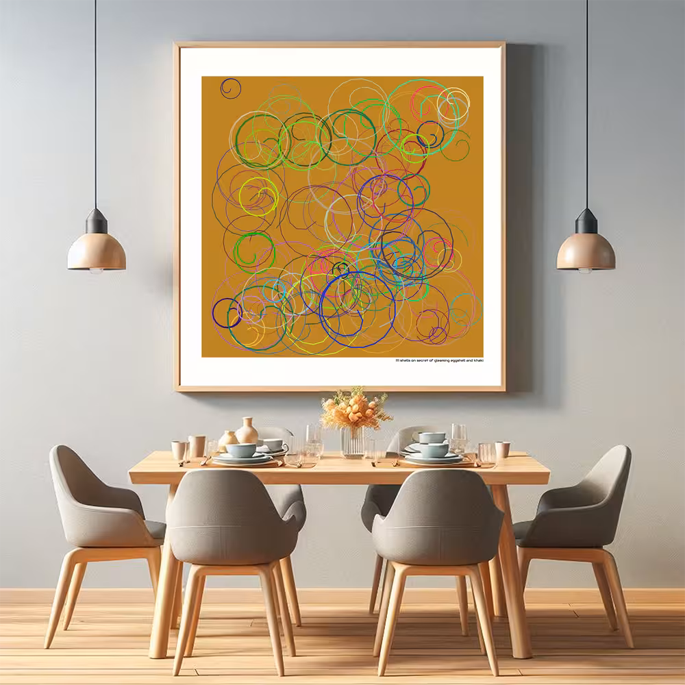 111 shells on secret of gleaming eggshell and khaki in room setting