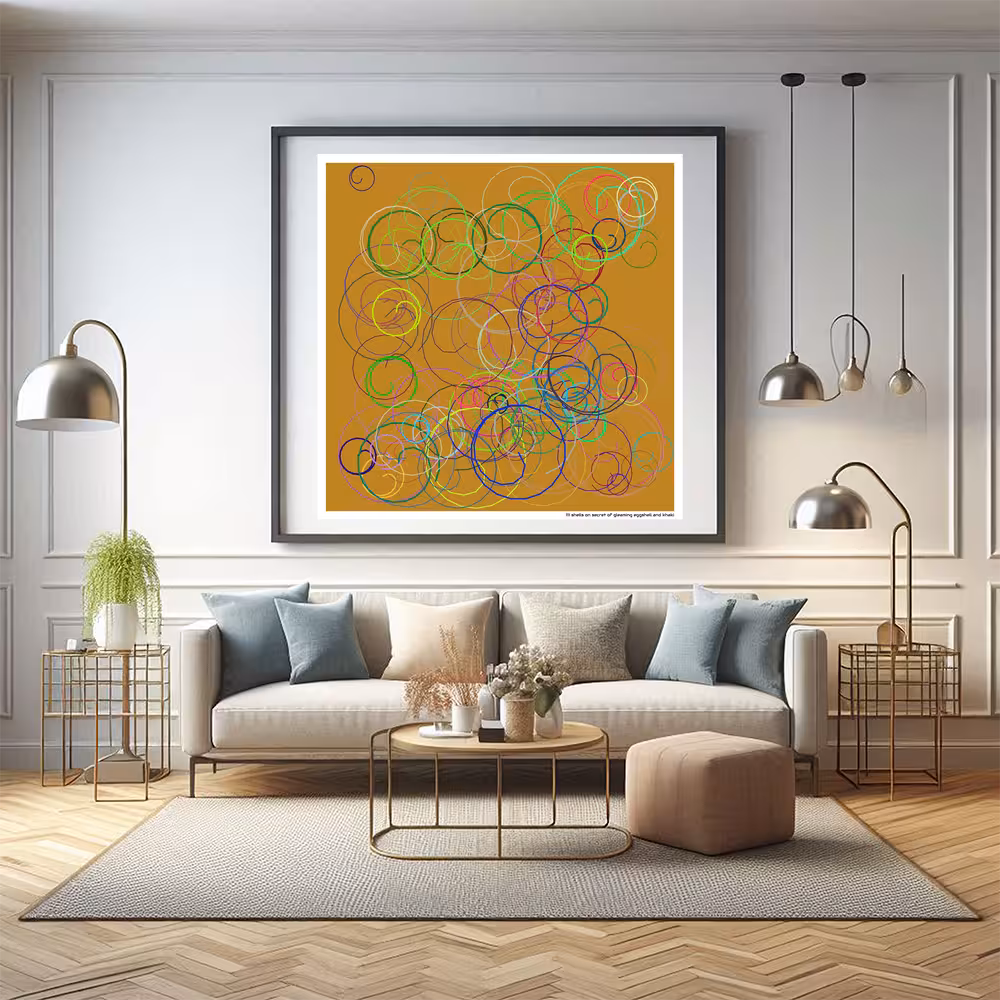 111 shells on secret of gleaming eggshell and khaki in room setting