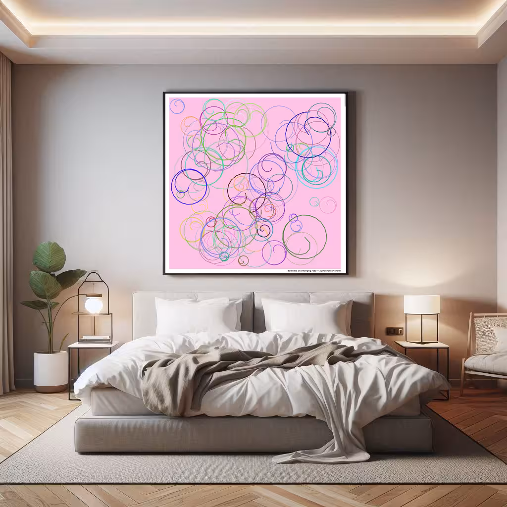 83 shells on emerging rose — a phantom of storm in room setting